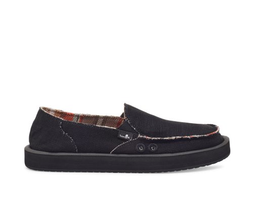 Sanuk Womens Donna ST Hemp Black Shoes | XBJUTM065